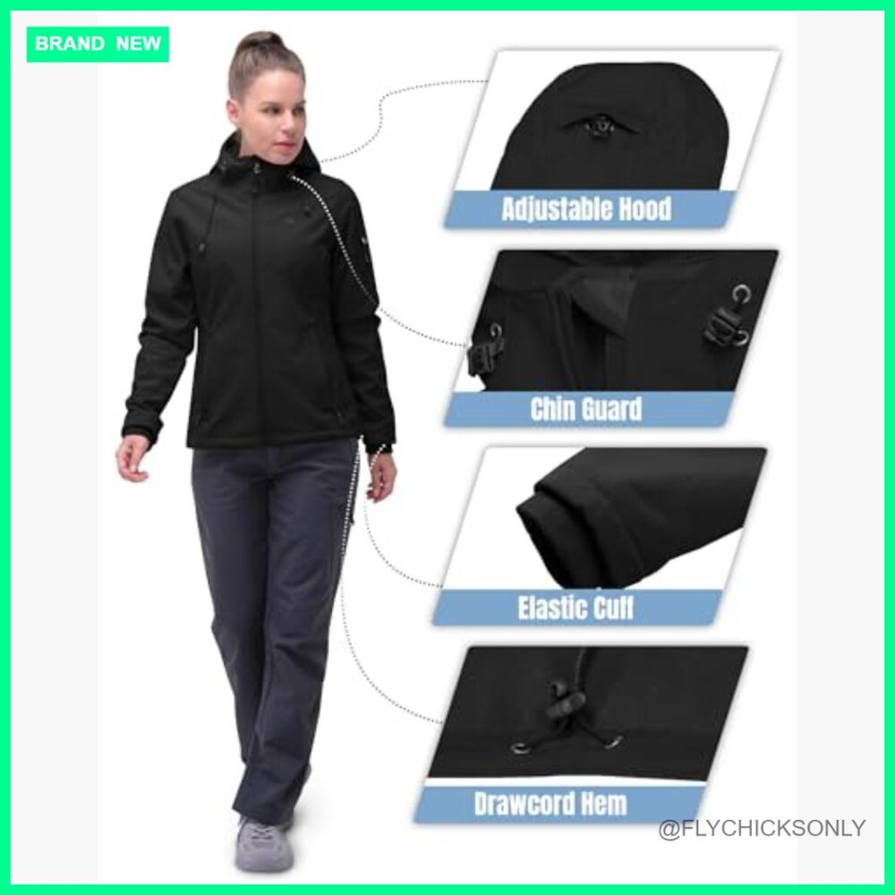 Fleece Lined Softshell Jacket, Windproof Hooded C… - image 6